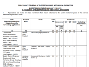 DG EME Recruitment 2024: Notification, Eligibility, and Salary Details